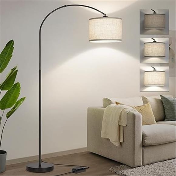 Dimmable Floor Lamp, Arc Floor Lamp with Dimmer, Black Standing Lamp - Picture 6 of 6